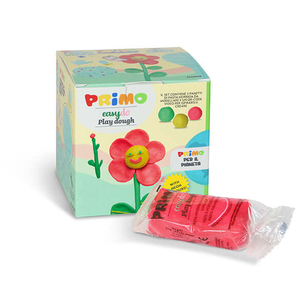 Cub creativ Morocolor Primo Cubido plastilina, 3 culori a 60 g, design floare Cub creativ Morocolor Primo Cubido plastilina, 3 culori a 60 g, design floare